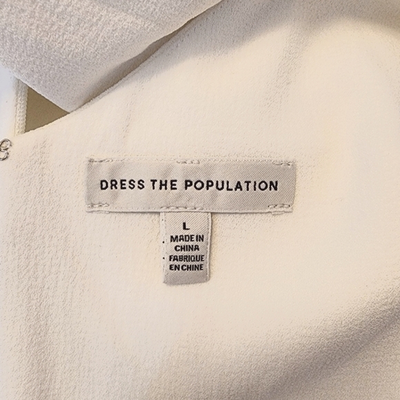 Sale! Dress The Population White Sandra Crepe Slit Gown - Picture 9 of 10